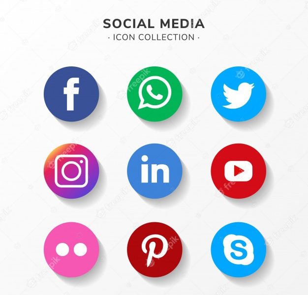 Modern social media icon set in flat design Free Vector