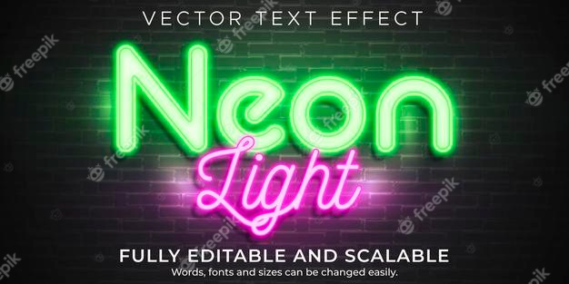 Neon light text effect, editable retro and glowing text style Free Vector