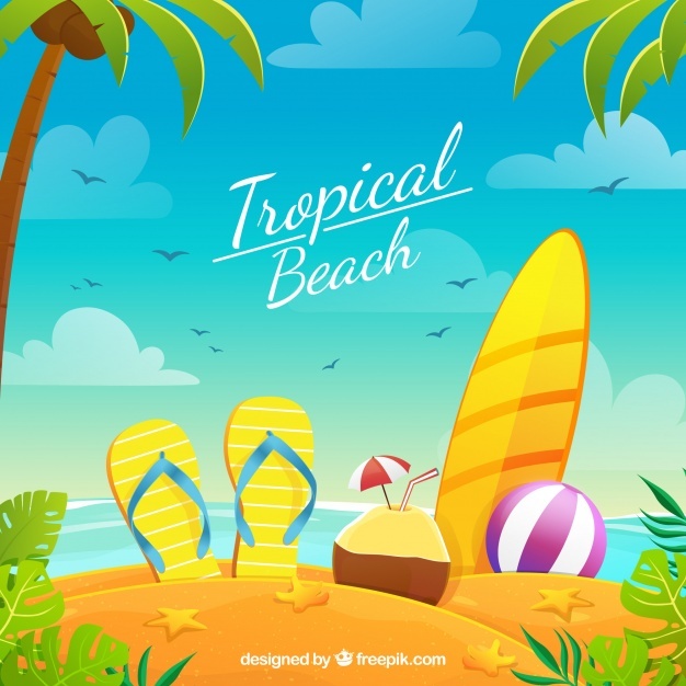 Paradise Tropical Beach With Flat Design 23 2147891477
