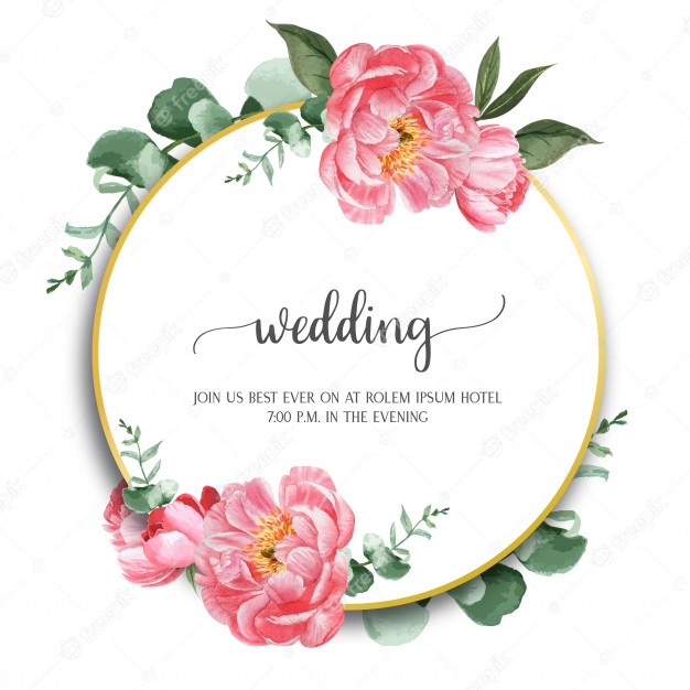 Pink Peony Wreaths Watercolor Flowers With Text 83728 74