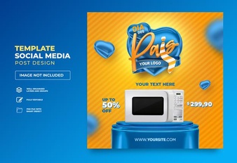 Post Social Media Happy Fathers Day Brazil 3d Render Template Design Heart 363450 1321