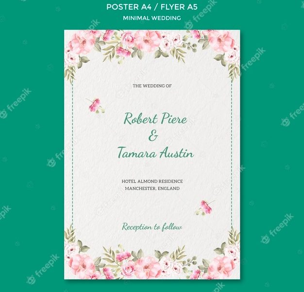 Poster template with wedding theme Free Psd