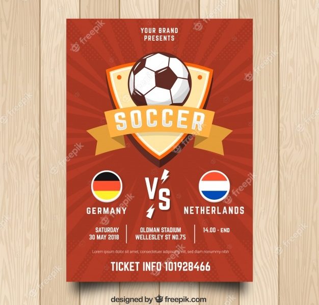 Red soccer flyer template Free Vector