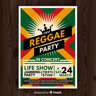 Reggae party night flyer Free Vector