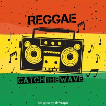 Reggae-style background with music Free Vector