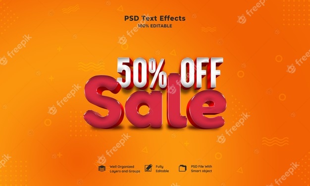 Sale 3d text effect Free Psd