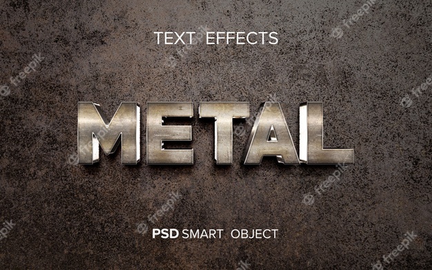 Shiny metal text effect Free Psd