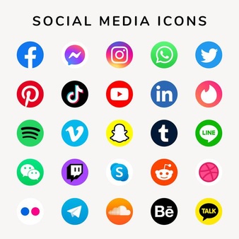 Social Media Icons Vector Set With Facebook Instagram Twitter Tiktok Youtube Logos Free Vector Cariblens