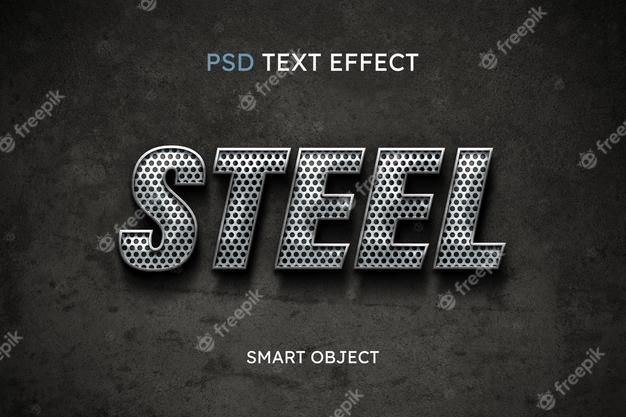 Steel text style effect Free Psd