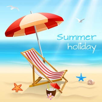 Summer Holidays Beach Background Poster With Chair Starfish Cocktail Vector Illustration 98292 3679