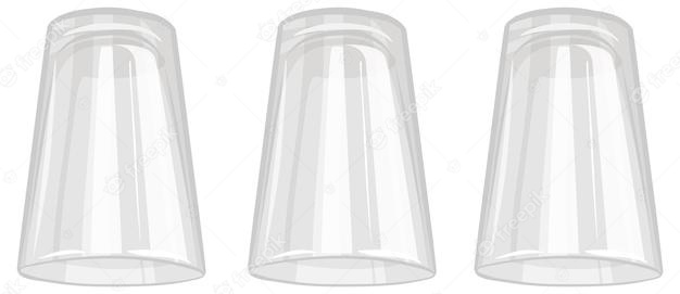 Three water glasses isolated on white background Free Vector