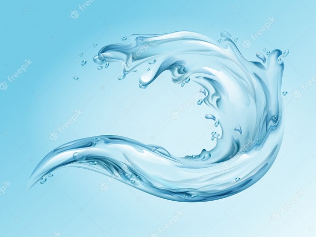 Water splash realistic illustration of 3d water wave with blue clear transparent effect Free Vector