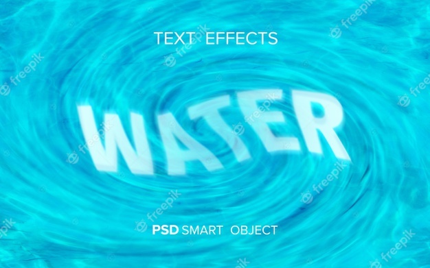 Water text effect mock-up Free Psd