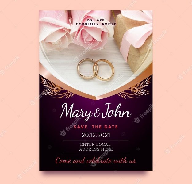 Wedding invitation template Free Vector