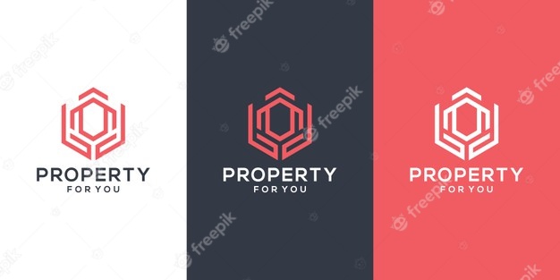 Abstract building and hands logo template. real estate logo design inspiration Premium Vector