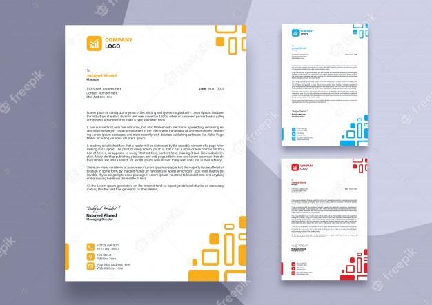 Abstract colorful business letterhead template design Premium Psd