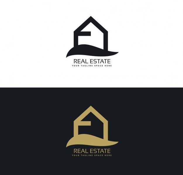 Black and gold real estate logo with a house Free Vector