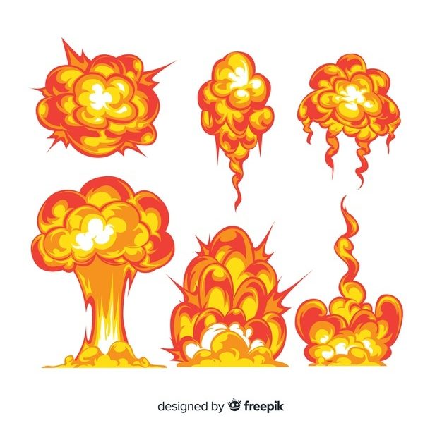 Collection of cartoon explosion effects Free Vector