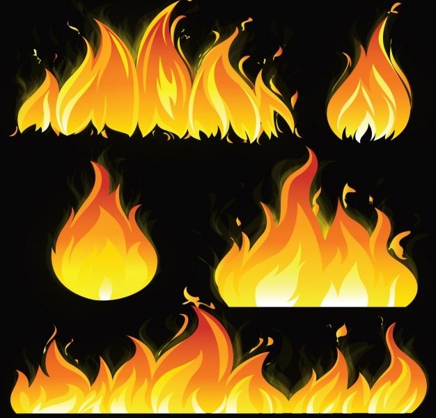 Coloured flames collection Free Vector