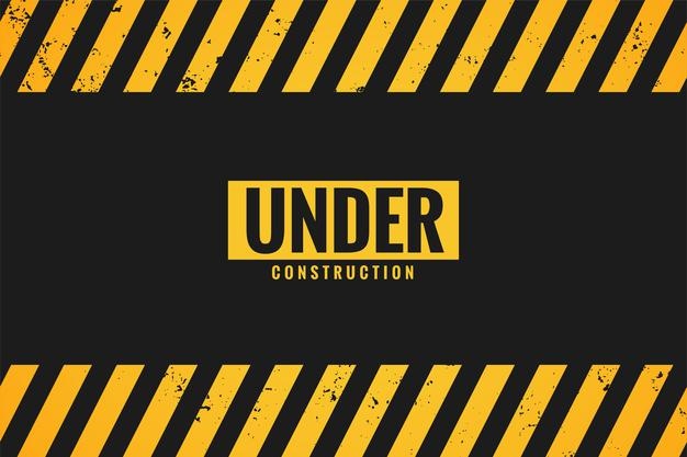 Under construction with black and yellow stripes Free Vector