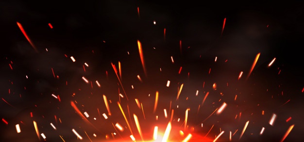 Fire sparks of metal welding, fire burning Free Vector