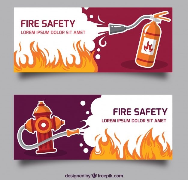 Flat design fire banner Free Vector