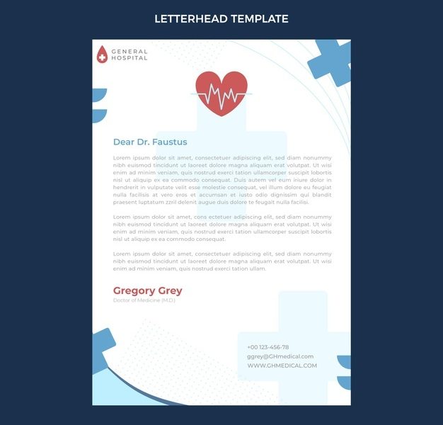 Flat design medical letterhead template Free Vector