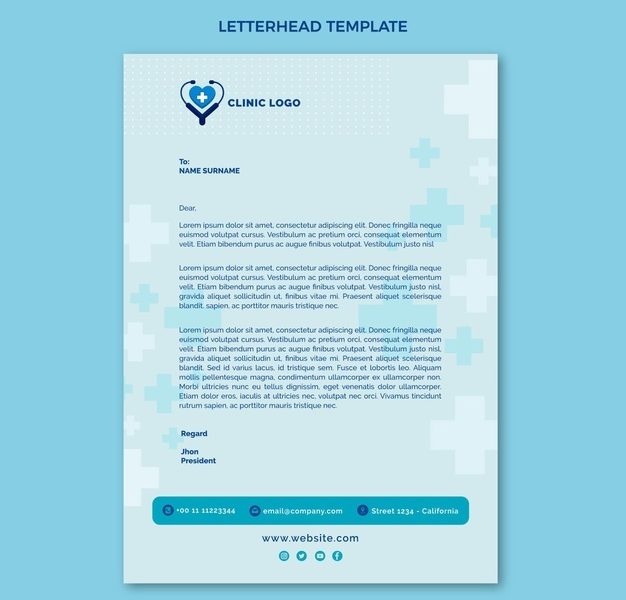 Flat Design Medical Letterhead Template Free Vector - Cariblens