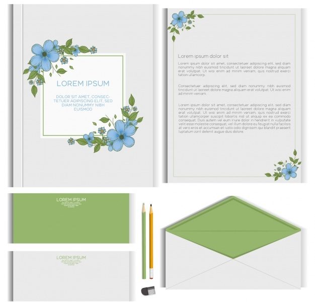 Floral stationery design Free Vector