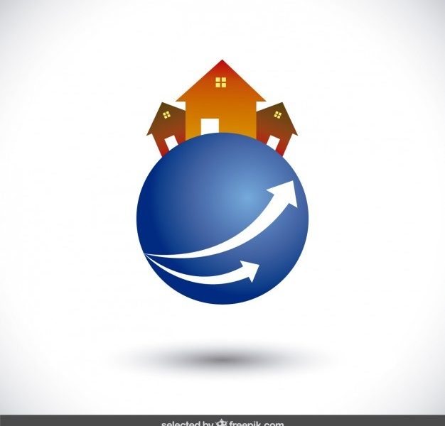 Houses on sphere logo Free Vector