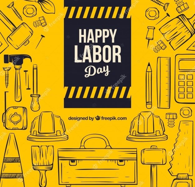 Labor day composition with hand drawn tools Free Vector Labor day composition with hand drawn tools Free Vector