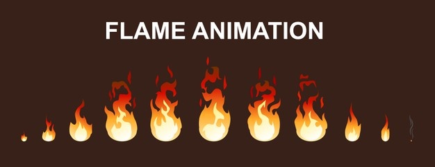 Light fire flames animation collection Free Vector