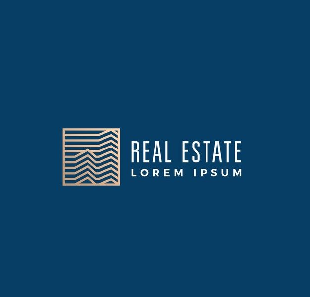 Black and gold real estate logo with a geometric shapes Free Vector