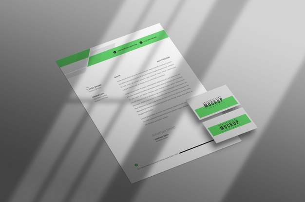 Minimal letterhead with business card mockup Free Psd