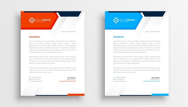 Modern letterhead business template design set Free Vector