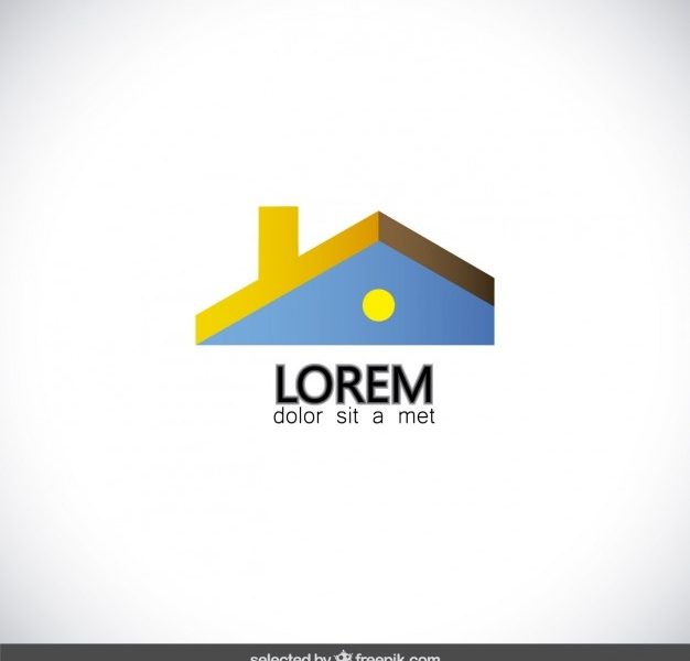 Real estate logo with roof Free Vector