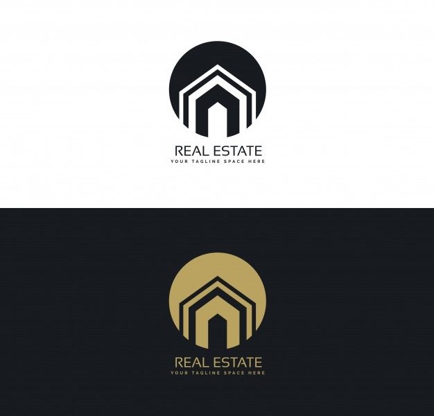 Round real estate logo Free Vector