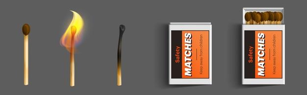Safety matches in box stages Free Vector