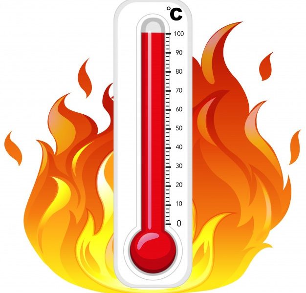 Thermometer on fire on white background Free Vector