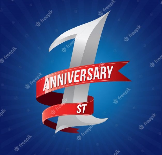 1 year anniversary celebration Premium Vector