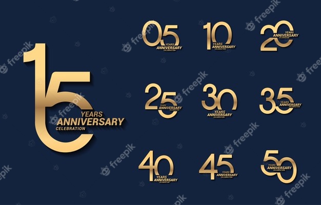 15 years luxury gold anniversary number set logo Premium Vector