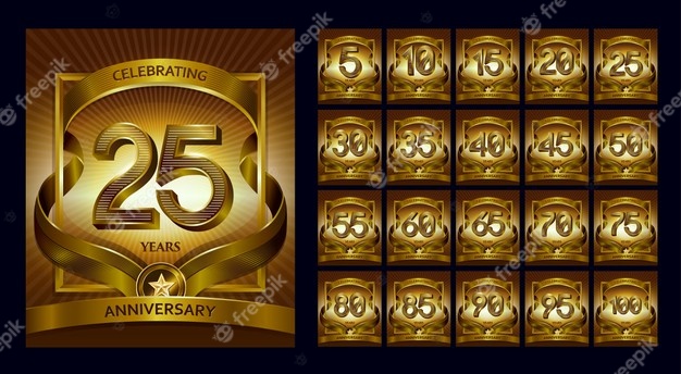 25 year luxury gold and anniversary number set logo Premium Vector