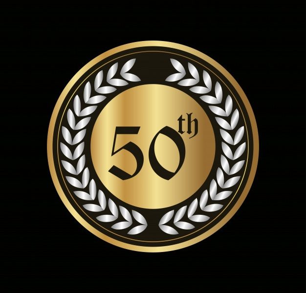 50 year anniversary badge Free Vector