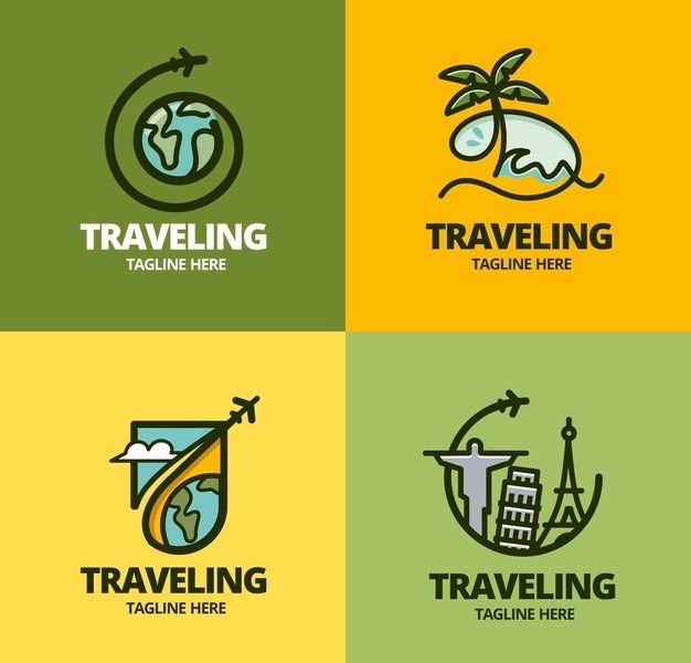 Collection of different creative logos for traveling companies Free Vector