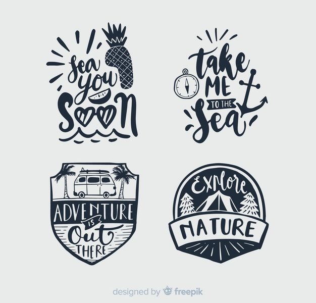 Collection of travel lettering badges Free Vector