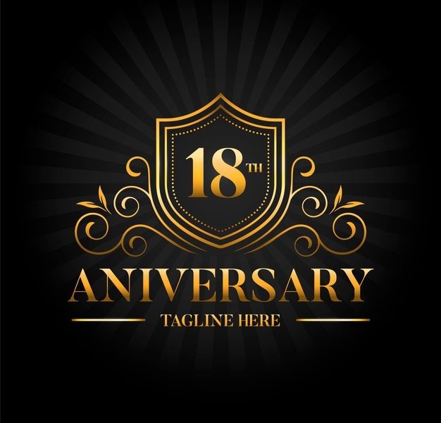 Elegant gold 18th anniversary logo template Free Vector