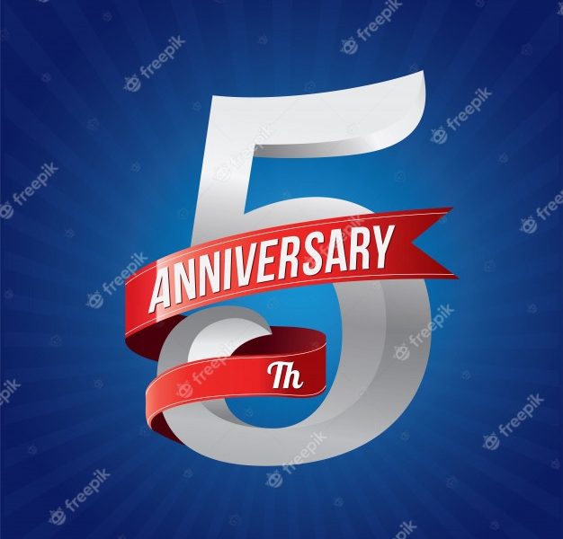 Five years anniversary celebration logotype Premium Vector