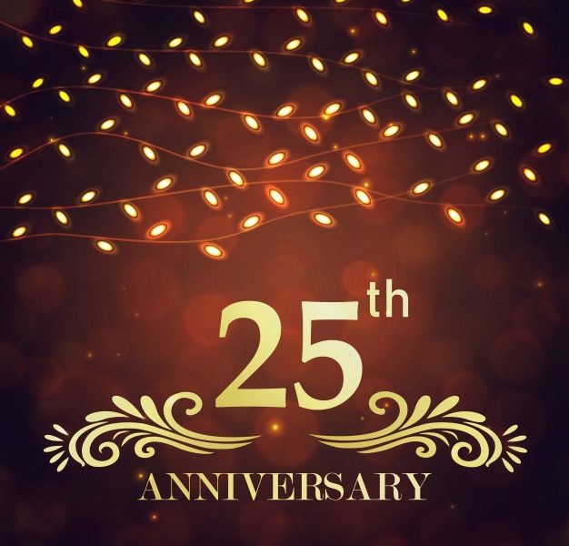 Luxury royal 25 wedding anniversary illustrations Free Vector