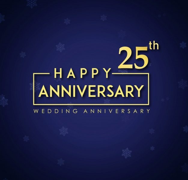 Luxury royal 25 wedding anniversary Free Vector