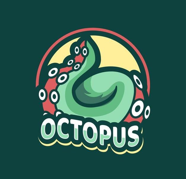 Octopus illustration mascots design Free Vector